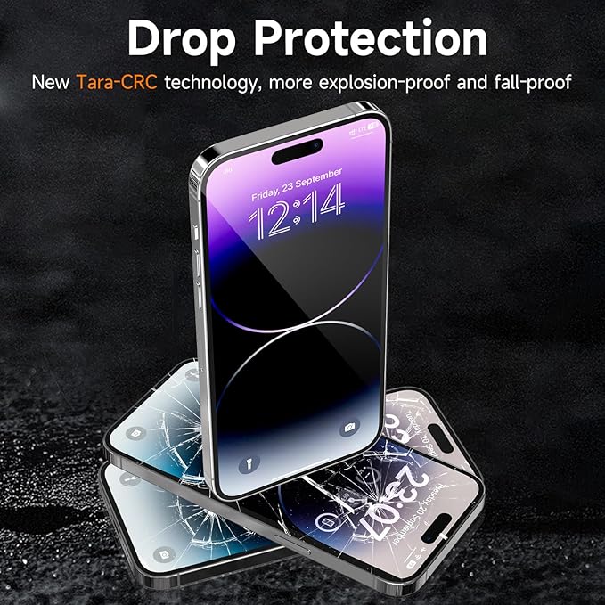 3-Pack for Privacy Screen Protector for iPhone 15/15 Pro, Sensor Protection, Anti Spy Private Tempered Glass Film, Touch Sensitive, Bubble-Free, 9H Hardness Screen Protection 6.1 Inch