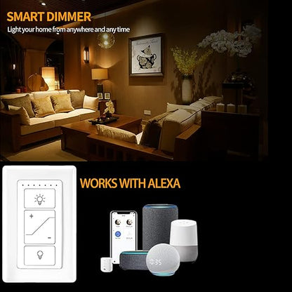 Humpptom Light Switch, 2.4G&5G Dimmer Switch, Single Pole Smart Switch Compatible with Alexa