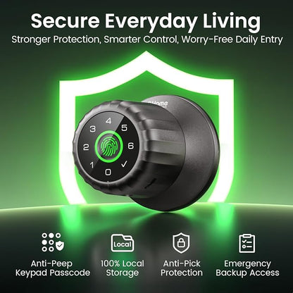 GHome Smart Fingerprint Door Lock, 4-in-1 Smart Door Knob for Bedroom, Home