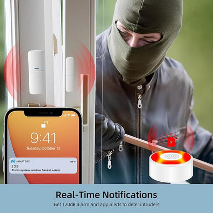 WiFi Alarm System, Smart Home Alarm System Wireless 9 Piece-kit, DIY Alarm System, Door Window Sensor, Motion Sensor, Remote, Keypad, Work with Alexa, for House, Apartment Security by GRSICO 2nd Gen