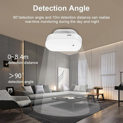 Smart Human Presence Motion Sensor: WiFi Millimeter Wave Radar Detector with Light Sensor, High Sensing Human Body Exists Sensor for Home Automation, Compatible with Alexa/Smart Life/Tuya