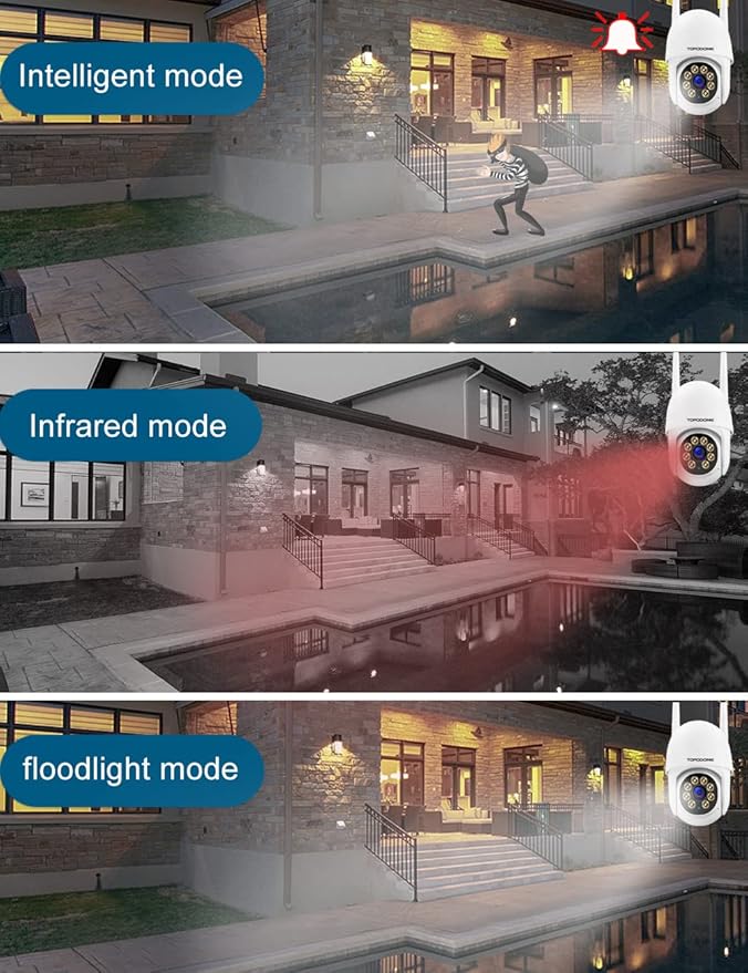 Wi-Fi Security Camera Outdoor 1080P, RTSP IP Surveillance Home WiFi Camera, 350°/120° Pan Tilt Auto Tacking, Human Detection, Color Night Vision, IP66