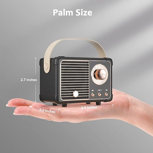 Retro Bluetooth Speaker, Vintage Decor, Small Portable Wireless Speaker,Hands-Free Call,400mA Battery,TF Card,Aux Line, for iOS Android Smartphone Home Office, Gift Ideas Black