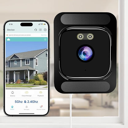 AXB Window Camera for Home Security: 2.4GHz&5GHz WiFi 4K Indoor Camera with Color Night Vision - Smart Motion Detection 24/7 Recording - Easy&Quick Install Includes 2 Multi-Angle Window Mounts