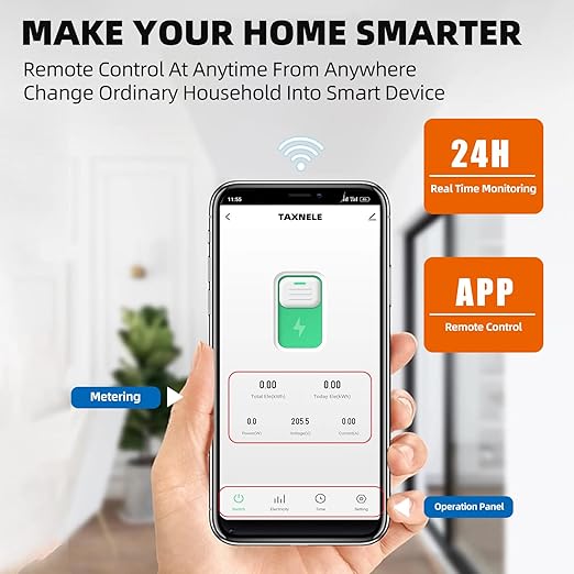 TUYA WiFi Smart Circuit Breaker Power Metering Energy Meter KWh 1P 230V 63A Voltmeter Ammeter Energy Meter DIN Rail Smart Life Wireless Remote Control Switch Timer Voice Control (32A)