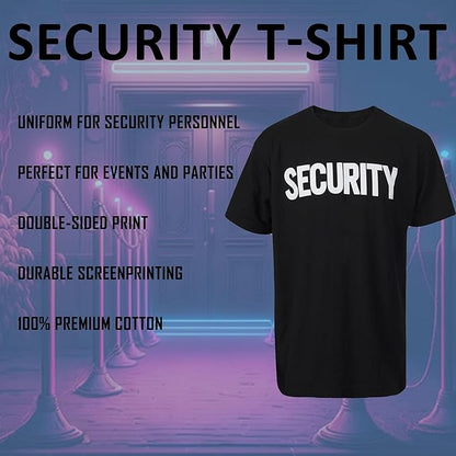Security Shirt | Printed on Front/Back | Guard T-Shirt 2 Sided Print | Event Staff Safety Tee