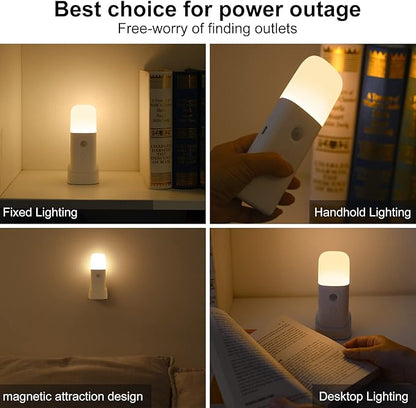 CREWEEL Rechargeable Motion Sensor Night Light, Battery Operated nightlights, Dimmable Motion Sensor Light Indoor, Cordless Motion Activated Night Lights for Adults, Bathroom, Bedroom, Hallway(2Pack)