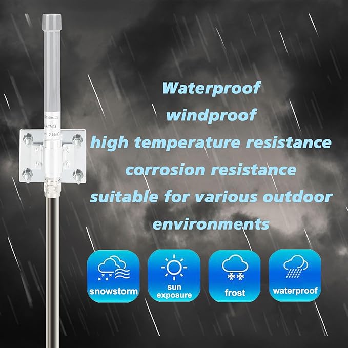 Boobrie Dual Band WiFi Antenna 2.4GHz/5.8GHz 3dBi N Male Fiberglass Outdoor WiFi Antenna Omni-Directional for Wireless Security IP Camera Hotspot WiFi Router WiFi Extender Video Surveillance Monitor