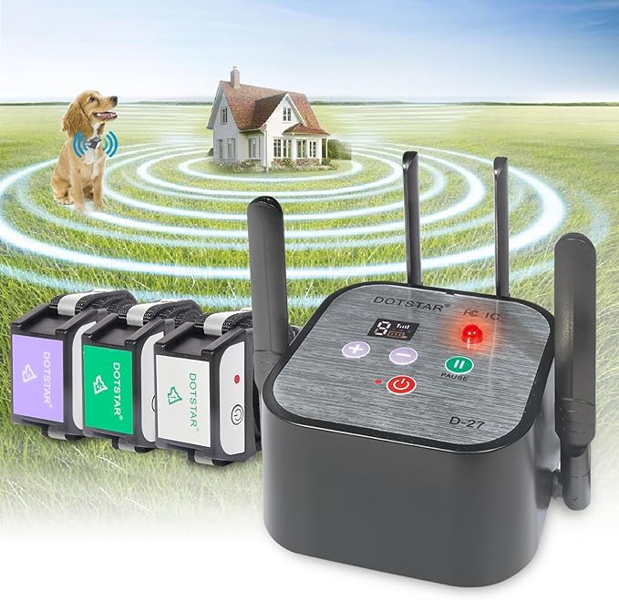 Dog Wireless Fence 2026 Newest Pet Electric Intelligent Containment System, Low Battery AI Smart Alarm Dog Out of Range Reminder, Display Receiver Battery Level, Rechargeable Waterproof Dog Fence