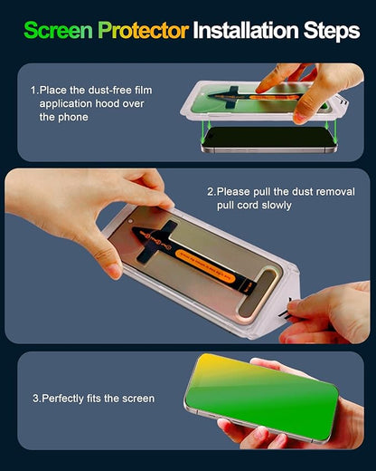 For iPhone 17 Pro Privacy Screen Protector [Auto Dust Install] 6.3 inch Tempered Glass Full Coverage Anti-Blue Light Anti Spy No-Bubble Gradient Green Easy Installation[HD Clarity]