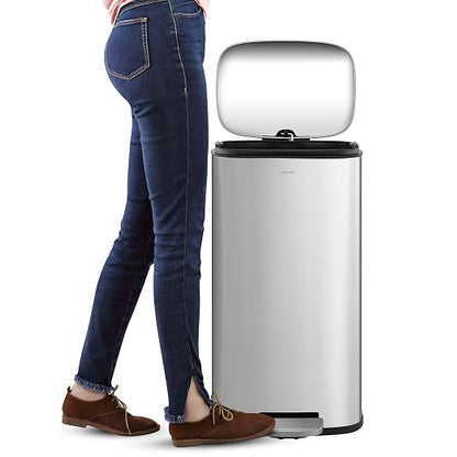 happimess Curtis 8 Gal Step Trash Can Soft Close 25", Platinum Silver