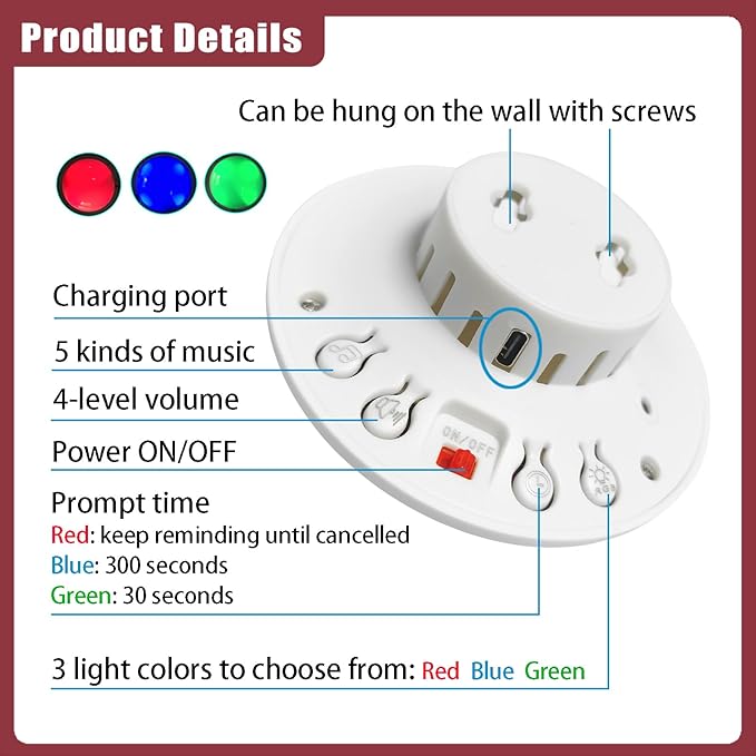 Wireless Emergency Call Button for Elderly, Bathroom Pull Cord Alarm with Strobe Light, 1 Home Care Receiver & 1 Help Button, Medical Alert System for Seniors, Disabled, Patients, Caregivers