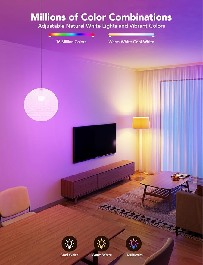 Govee Smart Light Bulbs, Color Changing Light Bulbs Bundle Smart Light Bulbs 1200 Lumens