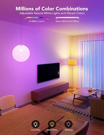 Govee Smart Light Bulbs, Color Changing Light Bulbs Bundle Smart Light Bulbs 1200 Lumens