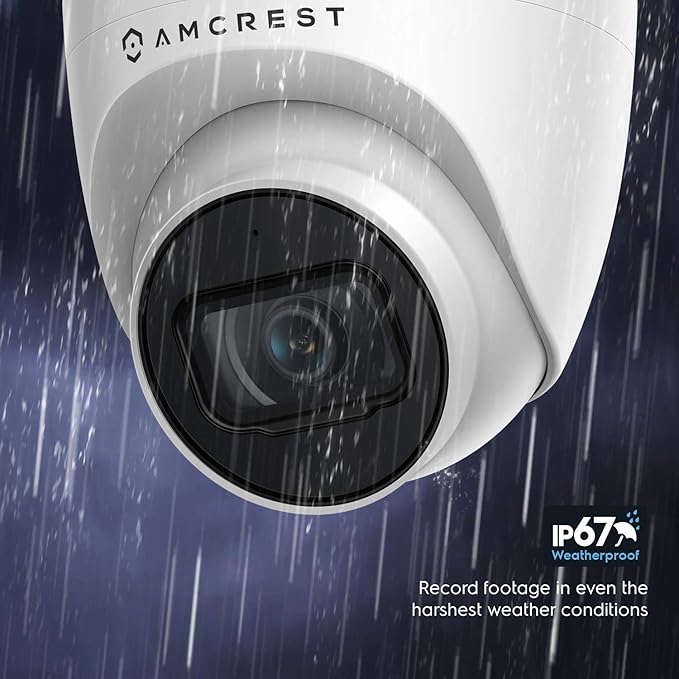 Amcrest 5MP Security Camera System, 4K 8CH PoE NVR, (4) x 5-Megapixel 2.8mm Wide Lens Weatherproof Metal Turret PoE IP Cameras, Built in Mic, Hard Drive Not Included, NV4108E-T1179EW4 (White)