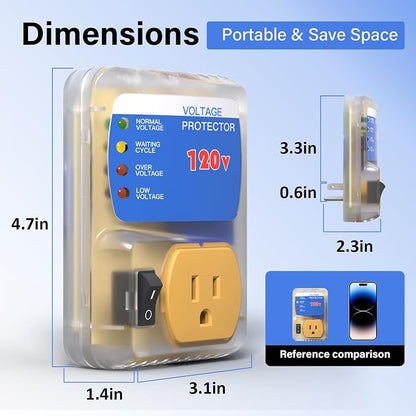 [ETL Listed] BSEED Surge Protector, Outlet Voltage Protector for Home Appliances, Power Surge Protector Suit for Refrigerator, Computer and Freezer, Adjustable Voltage Regulator, 120V, 1800W, 1 Pack
