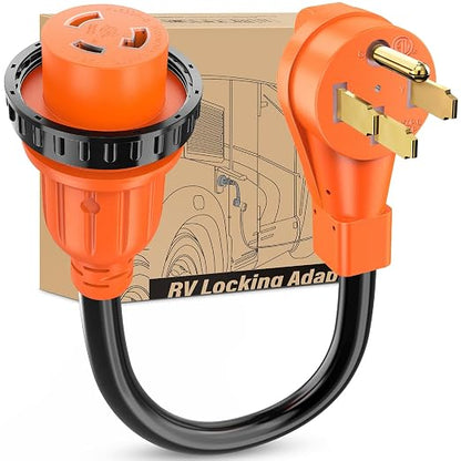 Nilight 50 Amp to 30 Amp RV Locking Adapter Cord 14-50P L5-30R