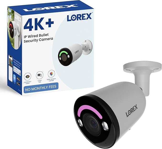 Lorex Classic 4K+ PoE Bullet Camera | 12MP | IP Add-on Camera (No Cable) | Color Night Vision | Person & Vehicle Detection | 2-Way Talk | Metal Housing | IP67 Weatherproof | Requires a Recorder