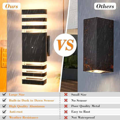 Dusk to Dawn Outdoor Wall Lights, 4 Pack Modern Exterior Lighting Fixtures, Up and Down Porch Lights Outdoor Waterproof Sconces for House Garage Patio