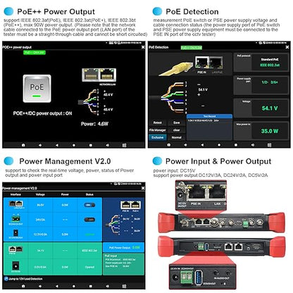 8K 32MP IP Camera Tester with PoE, WANLUTECH CCTV Tester 90W Power Output PoE Camera Test 8MP SDI TVI CVI AHD CVBS Camera Test TDR Cable Test DMM OPM VFL WiFi Network Tools HDMI (X9-MOVTADHS Pro)