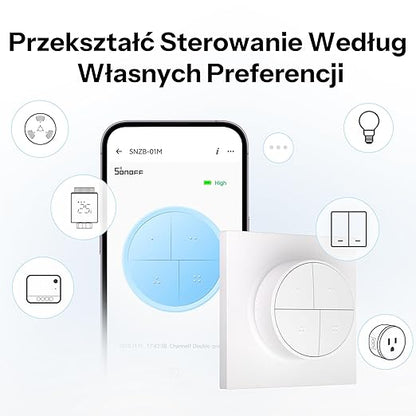 SONOFF Orb 4-in-1 Zigbee Smart Scene Button (SZNB-01M) | Wireless Smart Button & Light Remote | Multi Scene Controller | Easy No-Wire Installation | Open-Source Platforms Compatible