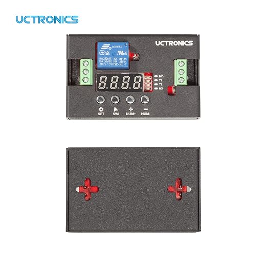 UCTRONICS DC 12V Programmable Time Delay Relay Module with Metal Enclosure, On Delay and Off Delay Timer for Automobile, Raspberry Pi, Industrial Control, and Other Automatic Control Projects