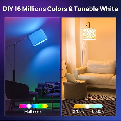 Consciot Smart Light Bulbs, A19 Color Changing Smart Bulbs, 800 Lumens 60W Equivalent, Works with Apple Home, Alexa, Google Home & SmartThings, Dimmable LED, 2-Pack
