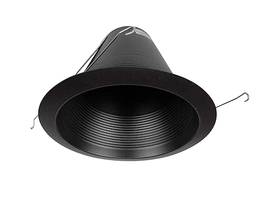 NICOR Lighting 6 inch Black Airtight Recessed Cone Baffle Trim, Fits 6 inch Housings (17550ABK)
