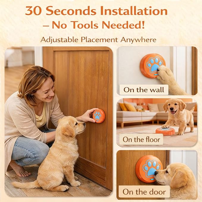ChunHee Bells for Dog Training to Go Outside - Dog Door Bell with 36 Custom Sounds | Bell for Dogs to Ring to Go Potty | 5 Adjustable Volume(0-115dB) | Teach Puppies to Signal to Go Outside