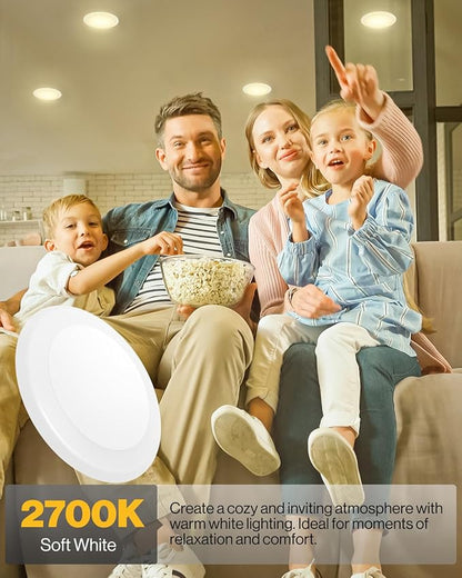 Sunco 24 Pack 5/6 Inch LED Disk Lights, Flush Mount Disc Recessed Ceiling Can Lighting, 850 LM, 2700K Soft White, Dimmable, 12W=65W, Damp Rated ETL.