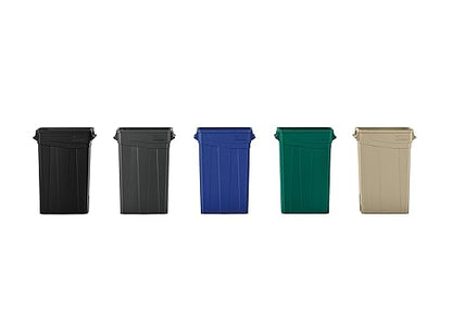Suncast Commercial 23-Gallon Narrow Trash Can with Handles - Durable Garbage Can, Gray, Made in the USA