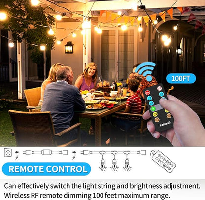 Outdoor Dimmer, 350W 100Ft Dimmer Switch for String Lights Dimmable Brightness 25% 50% 75% 100%,Outdoor String Light/LED Bulb Timer 2H 4H 6H 8H