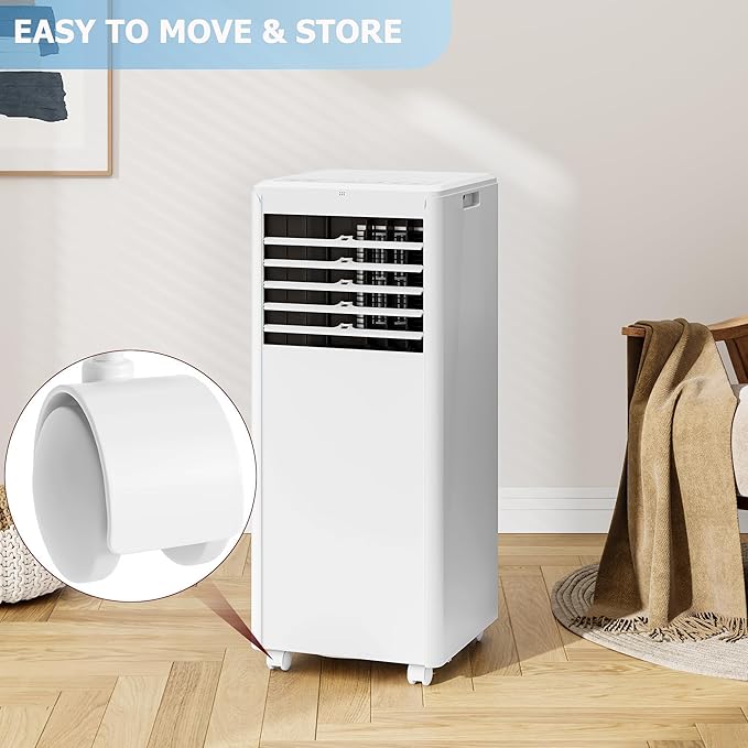 GarveeLife Portable Air Conditioners, 8,000 BTU for Rooms up to 350 Sq.Ft., Smart Compact AC Unit with Cooling, Dehumidifier, Fan, Remote Control and Window Kit, White