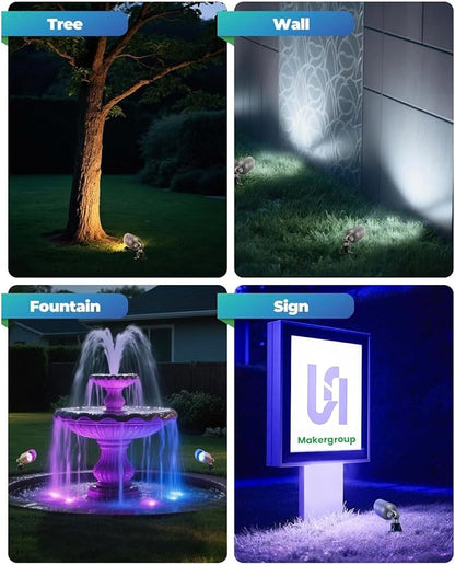 RGBW Color Changing MR16 LED Bulbs, CCT Tunable 2700K to 6500K, Dimmable with Remote Control, Memory Function, GU5.3 Bi-pin Base Light Bulbs for 12V Low Voltage Landscape Lighting 3-Pack