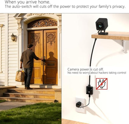 Automatic Privacy Switch for Wyze Camera Wyze cam v4 v3 og Indoor Security Camera, USB On Off, Auto Off at Home/On Away, No Need Manual Switching (Black)