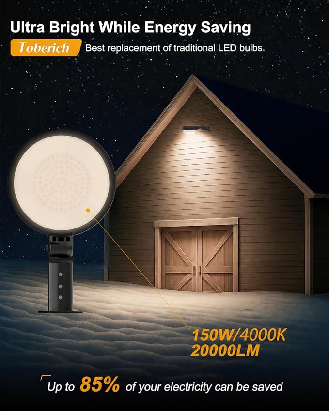LED Barn Light, 150W 20000LM Yard Area Lights Dusk to Dawn Outdoor Lighting with Upgraded Photocell 4000K Adjustable Angle Neutral Light IP66 Waterproof Street Lights for Security/Farmhouse/Garage
