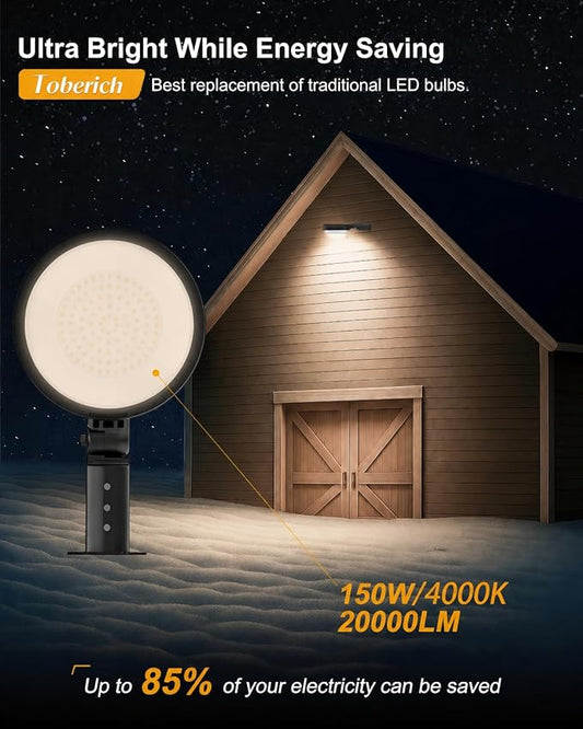 LED Barn Light, 150W 20000LM Yard Area Lights Dusk to Dawn Outdoor Lighting with Upgraded Photocell 4000K Adjustable Angle Neutral Light IP66 Waterproof Street Lights for Security/Farmhouse/Garage