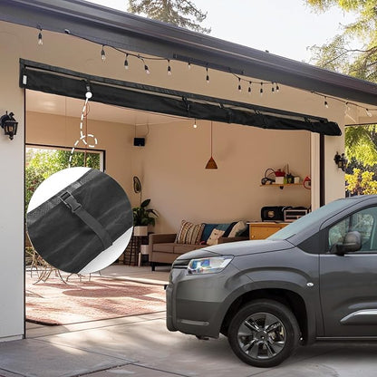 Garage Door Screen for 1 Car, 2 Car Garage, Magnetic Closure Heavy Duty Weighted Bottom Fiberglass Mesh Keep Annoying Animal Out (Black, 16 ft x 9 ft)