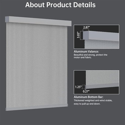 Motorized Solar Shades, Light Filtering Smart Blinds for Windows Automatic Blinds Compatible with Alexa, Falme Resistant Roller Shades Customized for Office Living Room (3% Openness Sliver)