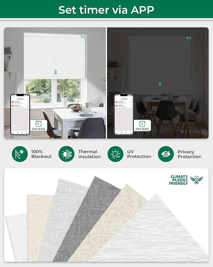 Allesin Motorized Blinds with Remote Smart Blackout Roller Shades | All-in-One & Ultra-Quiet Automatic Electric Power Blinds for Home Office, Cloud-Patterned 32x72