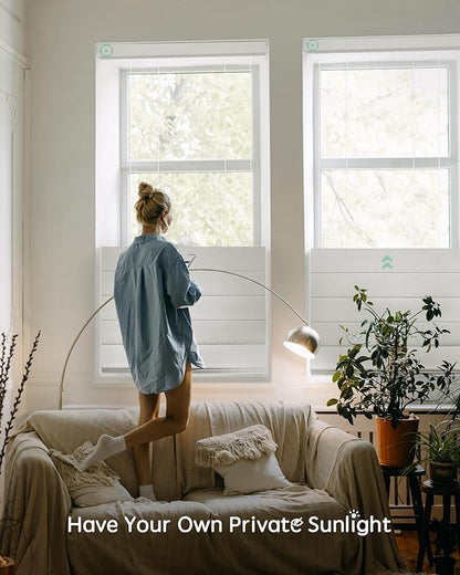 Yoolax Smart Top Down Bottom Up Roman Shades, Motorized Roman Shades with Remote, Blackout Smart Blinds Compatible with Alexa, Google Home, Apple Homekit for Living Room, Customized (Texture White)