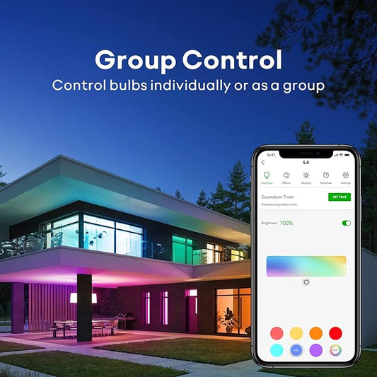 VOCOlinc Smart Light Bulb Works with Apple Homekit, Alexa, Google Home, Full Color Changing WiFi LED Bulbs, 850 Lumens Dimmable Multicolor 2200K-7000K, A21, 9.5W, 4 Pack