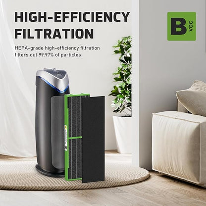 FLT4825VO Toxin Clear HEPA Replacement Compatible with AC4825 AC4300 AC4800 AC4900 AC4850, 4 True HEPA Filters & 12 Activated Carbon Pre-Filters, FLT4825VO, Black/Green