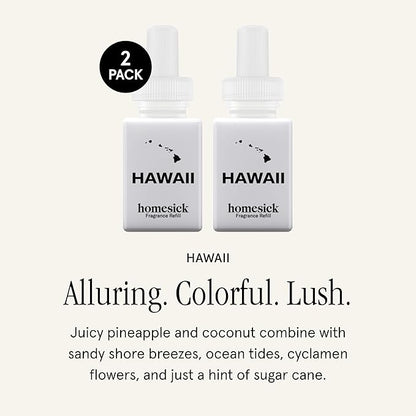 Pura & Homesick Home Scent Refill - Smart Home Air Diffuser Fragrance - Long-Lasting Luxury Scent per Refill - Clean Diffuser Fragrance - Household Essential - 2 Pack, Hawaii
