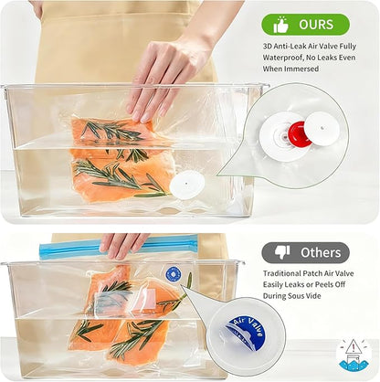Vacuum Storage Bags Set, 5 Reusable BPA-Free Medium Food Vacuum Sealer Bags (8.26"x8.66"), Triple-Seal Leak-Resistant Design, Includes 1 Sealing Clip