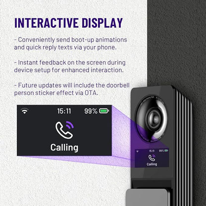 HAVION D1 Wireless Video Doorbell Camera - by NIU Inno., Incl. Chime, Dual Cameras, 5MP 3K QHD, 2'' Screen, 32GB eMMC, AI Motion Detection Real-time Alerts, 2-way Audio, Battery & Wired Power Optional