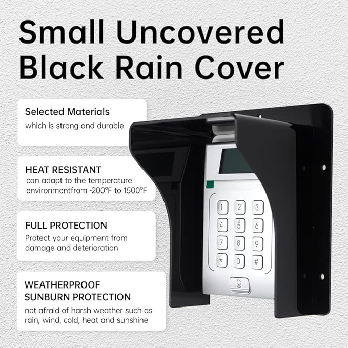 Doorbell Rain Cover Weatherproof for Ring Nest Video Doorbells, Universal Keypad Cover Protector for Outside Camera Door, Gate Access Control, Doorbell & Fingerprint Lock (M - Black Without lid)