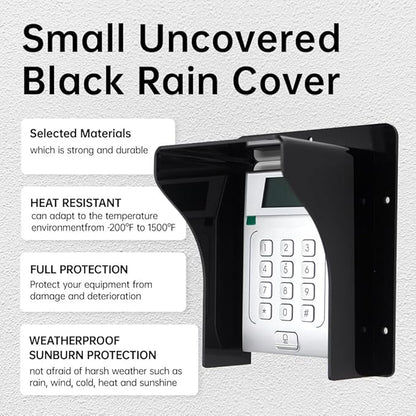 Doorbell Rain Cover Weatherproof for Ring Nest Video Doorbells, Universal Keypad Cover Protector for Outside Camera Door, Gate Access Control, Doorbell & Fingerprint Lock (M - Black Without lid)