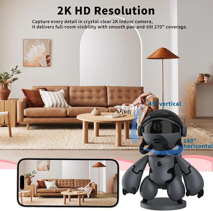 2K Indoor Camera Robot, 5G/2.4G WiFi Indoor Cameras for Home Baby Security