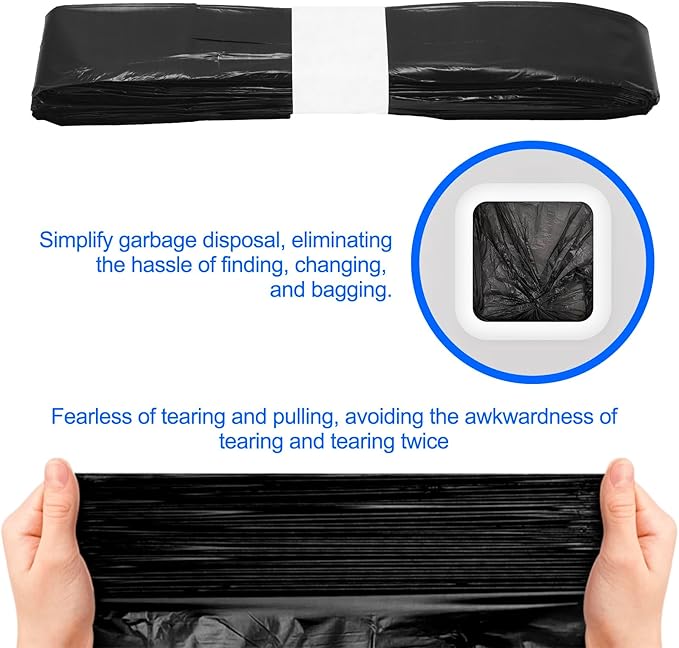 Automatic Trash Can Refill Bags - 6Pack Refill Bag Ring Smart Trash Can Replacement Bags Compatible for TOWNEW T1S/T AIR X/T Air Lite and Airdeer, Smart Bin Self Sealing Auto Refill, Black